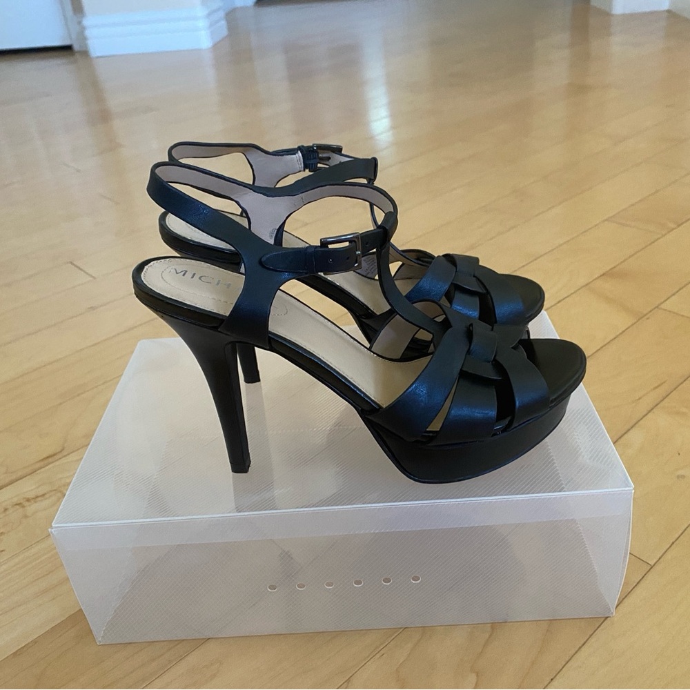 Michael Shannon Leather Black Strappy Heels